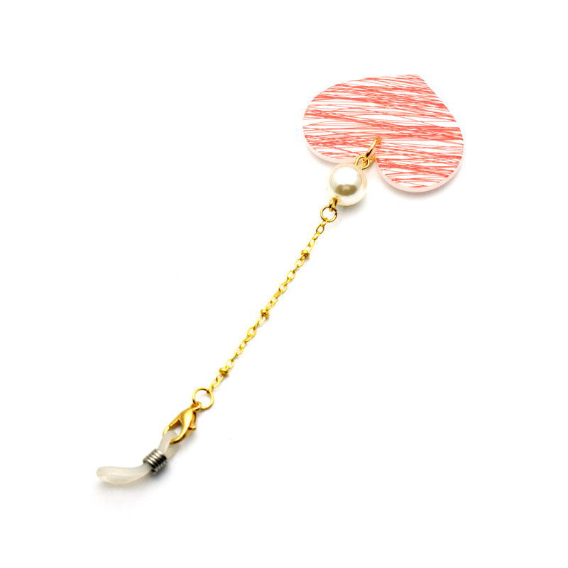 Heart-Shaped Eyewear Chain with Pearl Accents Bowlift