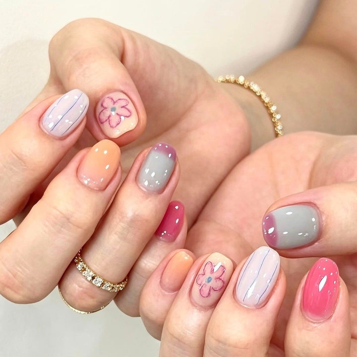 Artistic Cat-Themed Press-On Nail Art Set Bowlift