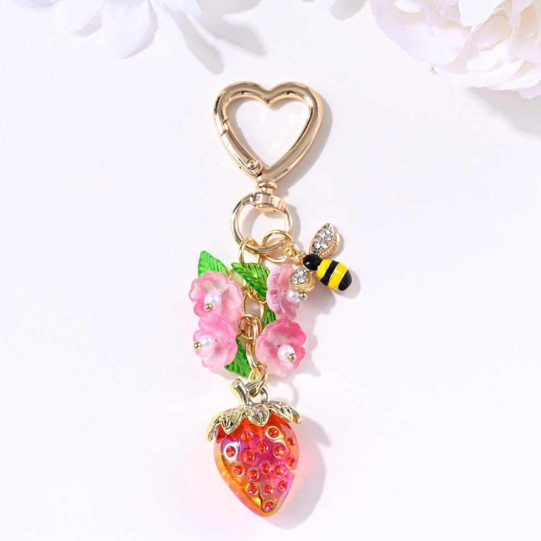Keychain with Fruity Strawberry Design Bowlift