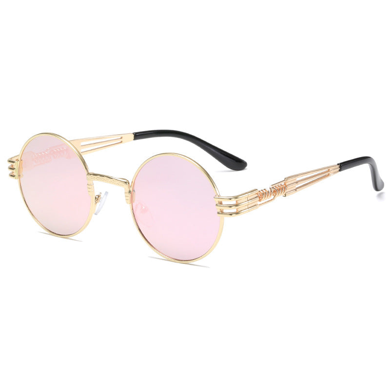Women's Retro-Inspired Round Sunglasses with Unique Metal Frame Bowlift