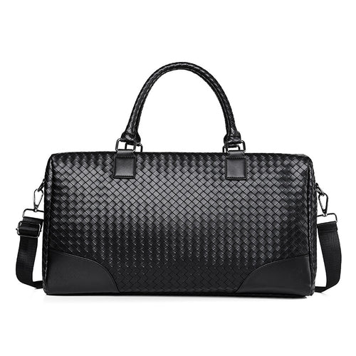Premium Woven Leather Travel Duffel Bag Bowlift