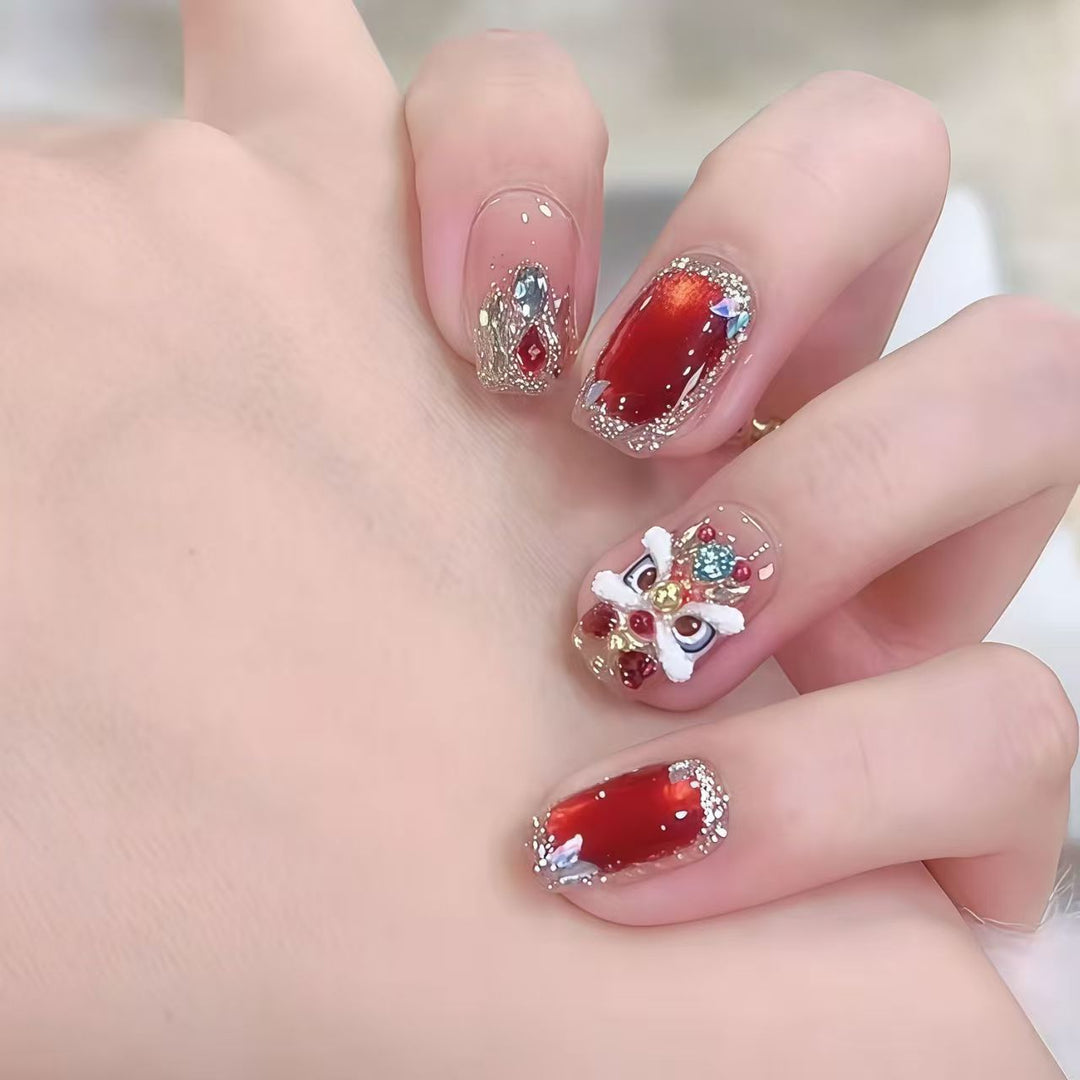 Artistic Rhinestone-Embellished Nail Extensions Bowlift