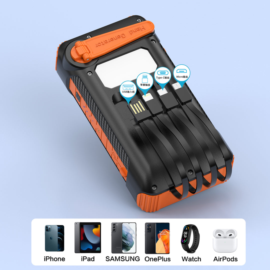 Robust Solar Power Bank with LED Light and Compass Bowlift