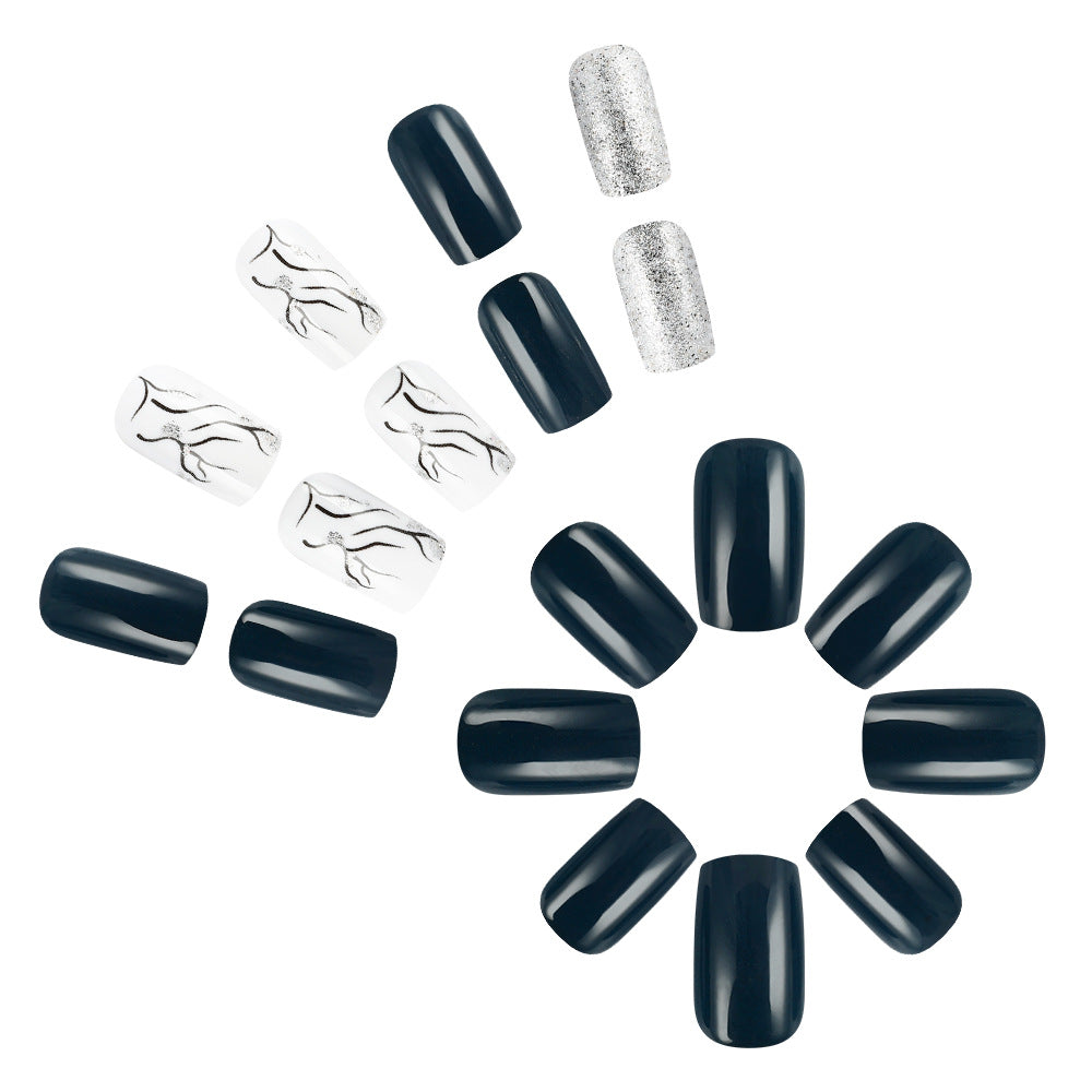 Elegant Marble and Glitter Press-On Nails Bowlift