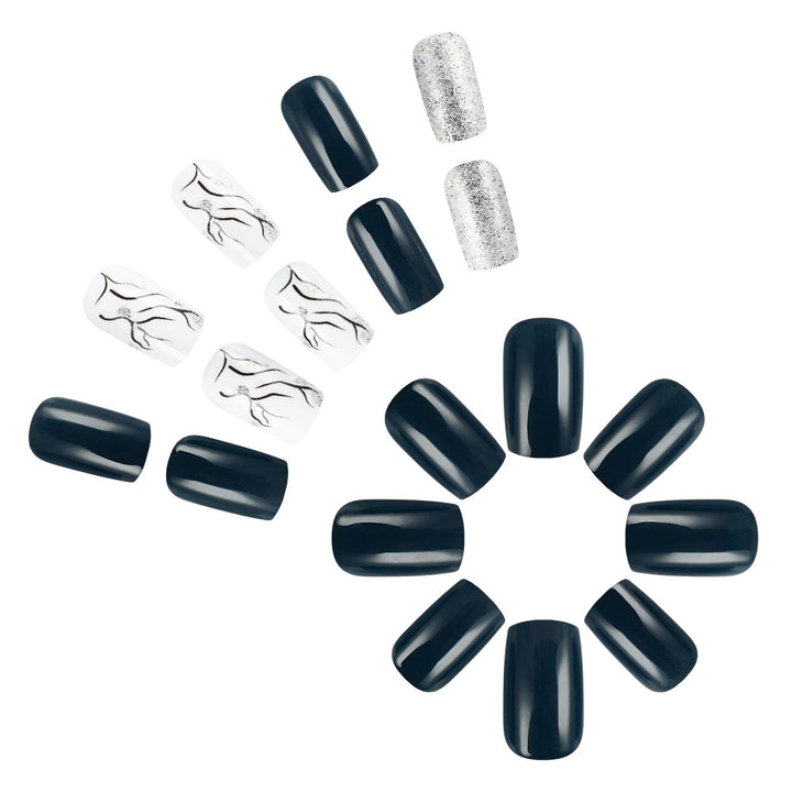 Elegant Marble and Glitter Press-On Nails Bowlift