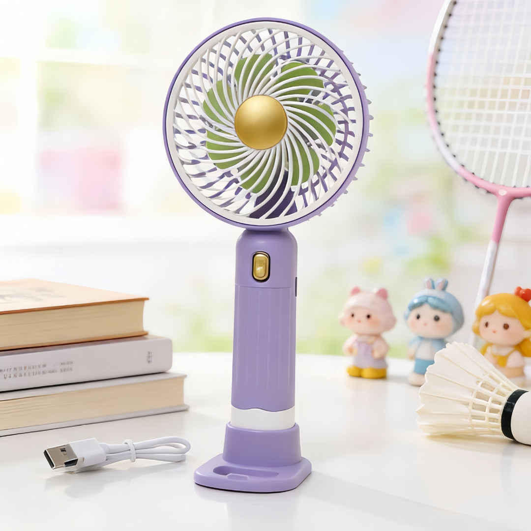 Women Portable Mini Hand Fan with USB Charging Function and Multiple Speed Levels Bowlift