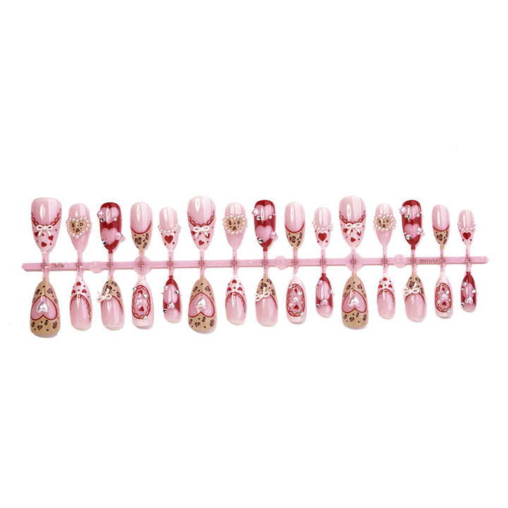 Romantic Heart-Shaped Press-On Nail Art Set Bowlift