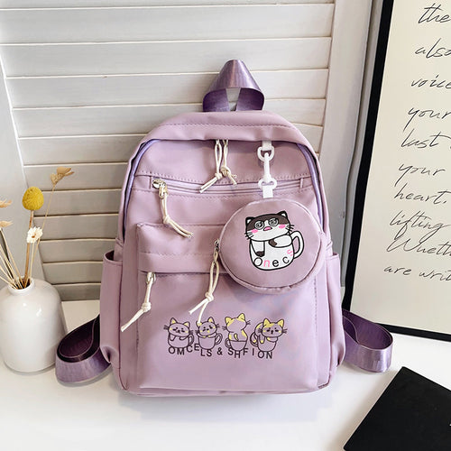 Cute Illustrated Cat Design Backpack