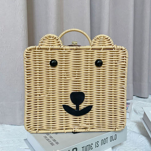 Women Handmade Basket Bag in Bear Design Bowlift