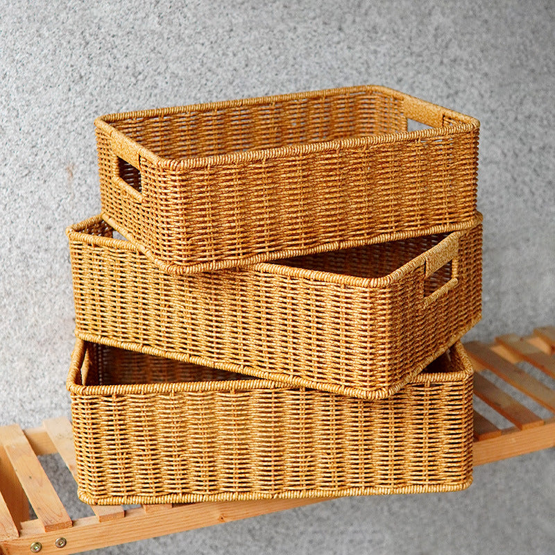 Women's Rectangular Storage Basket Made of Natural Wicker Bowlift