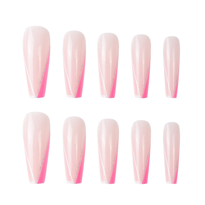 Long Stiletto Press-On Nails with Elegant French Tip Design Bowlift