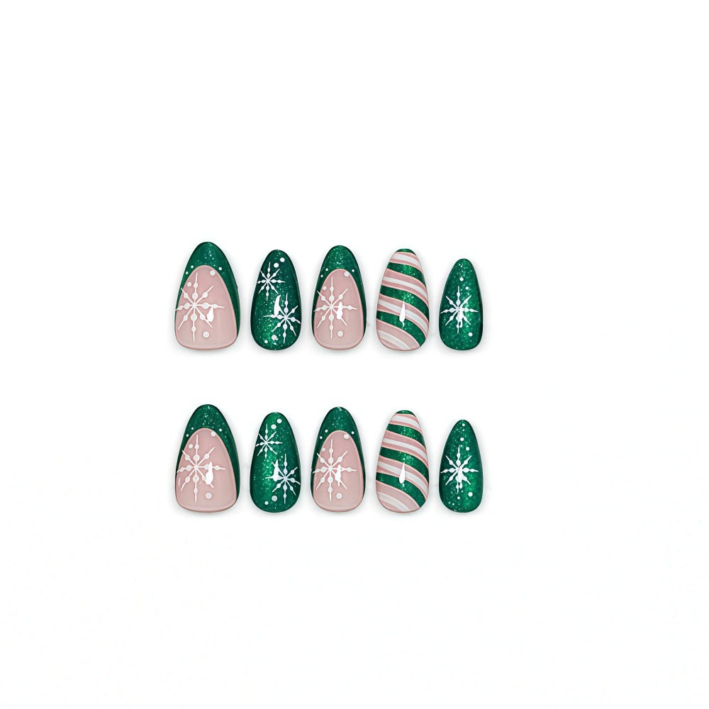 Artificial Nail Set with Elegant Christmas Design Bowlift