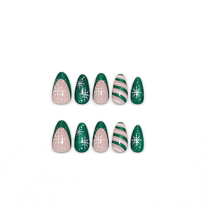 Artificial Nail Set with Elegant Christmas Design Bowlift