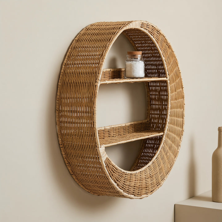 Wall shelf made of handcrafted willow material Bowlift