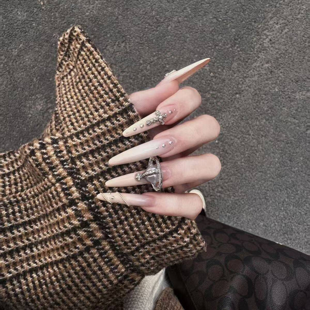 Decorative Press-On Nails with Gem Accents Bowlift