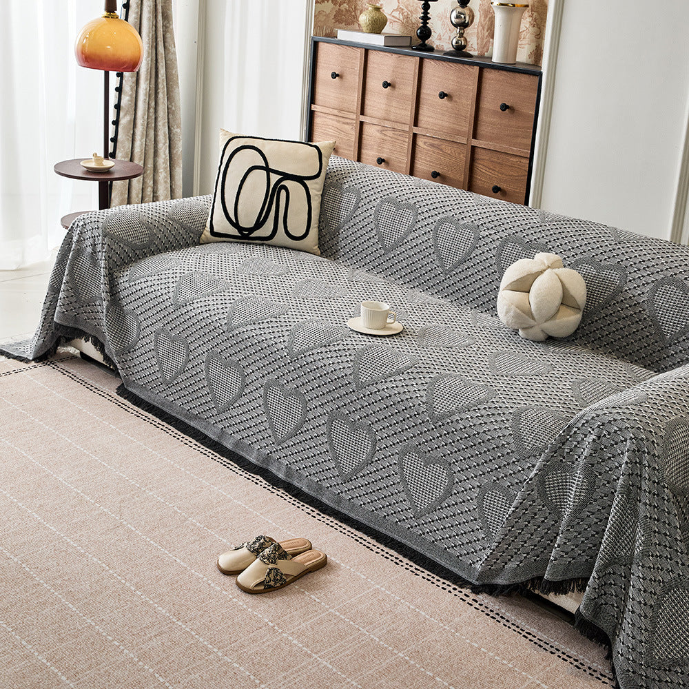 Cozy Heart Pattern Sofa Throw Blanket