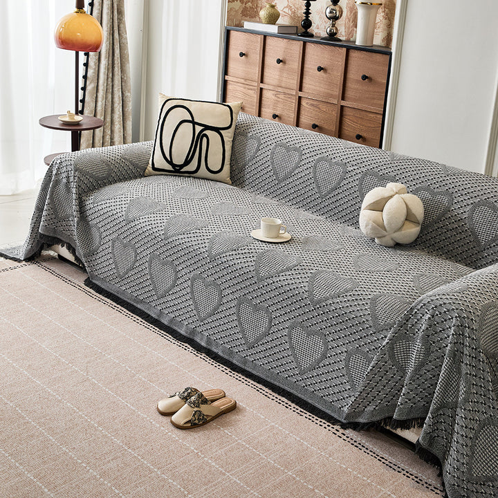 Cozy Heart Pattern Sofa Throw Blanket