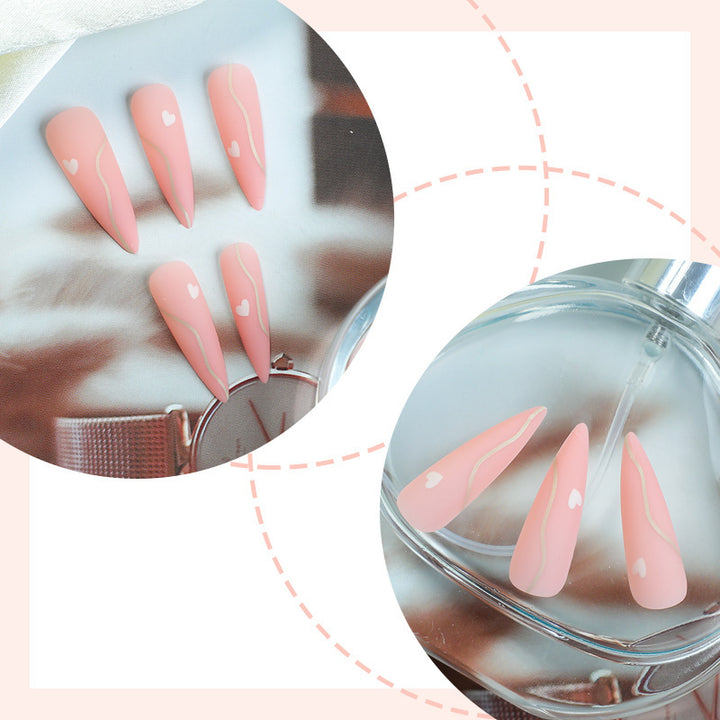Elegant Heart Accent Press-On Nails Bowlift
