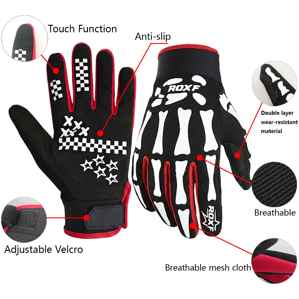 Skeleton Print Lightweight Full-Finger Cycling Gloves Bowlift
