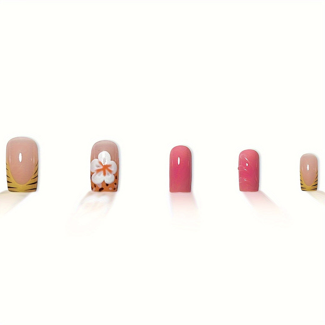 Artistic Floral Press-On Nails Bowlift