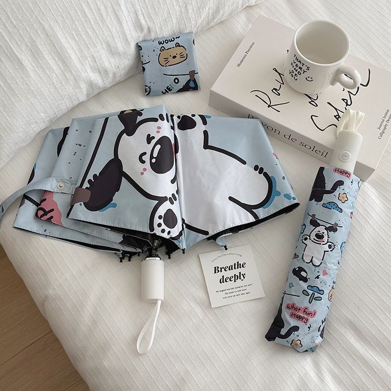 Women Folding Umbrella with Cute Animal Designs and Practical Carrying Case Bowlift