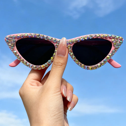 Glamorous Rhinestone-Accented Cat-Eye Sunglasses Bowlift