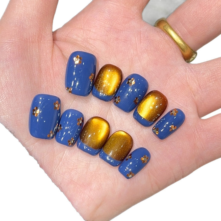 Artificial nails with elegant gradient and sparkling accents Bowlift
