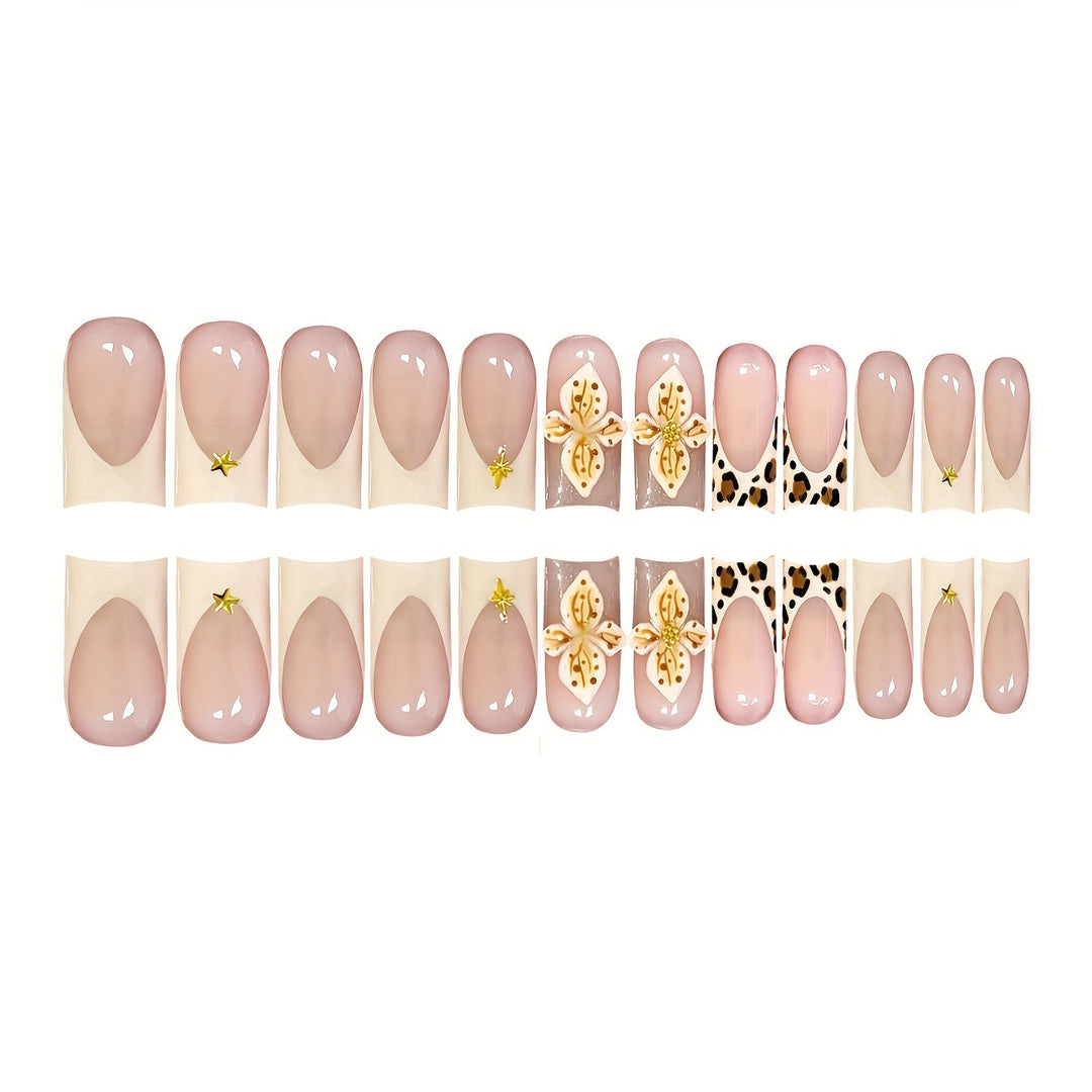 Decorative 3D Floral Press-On Nail Art Bowlift