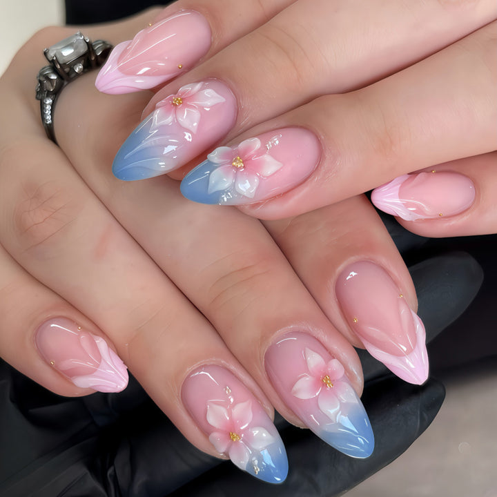 Artificial nails with floral accents Bowlift
