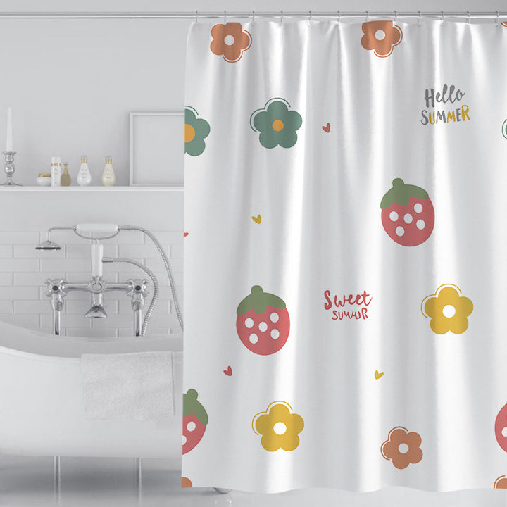 Women's Playful Summer-Themed Shower Curtain Bowlift