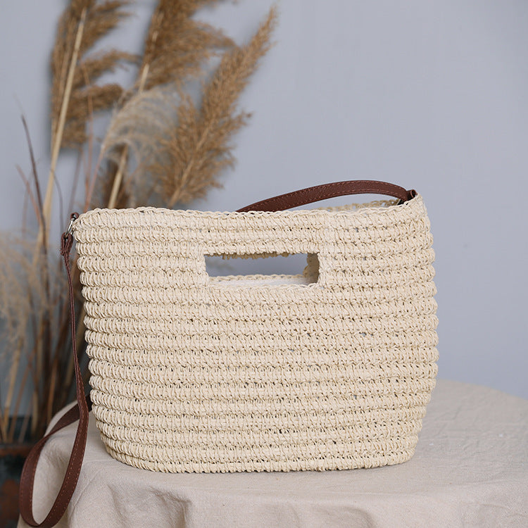 Handbag made of natural cotton with leather handle Bowlift