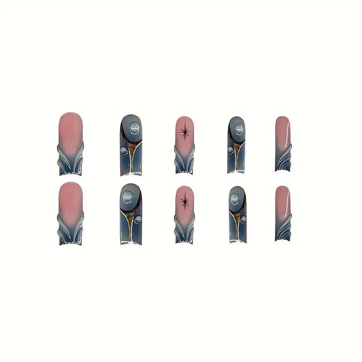 Artistic Abstract Press-On Nail Design Bowlift