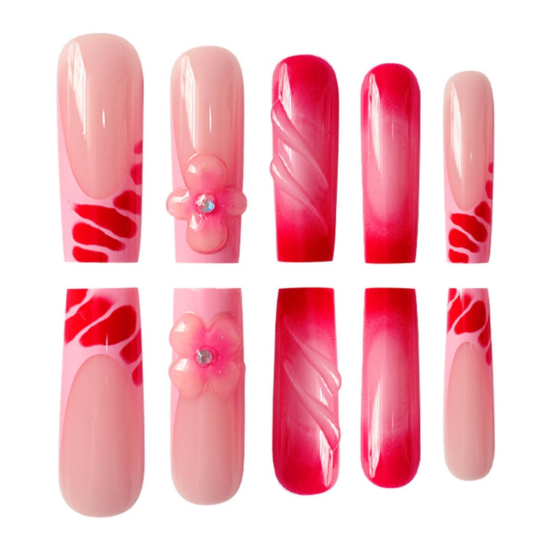 Glamorous Floral Press-On Nails Set Bowlift