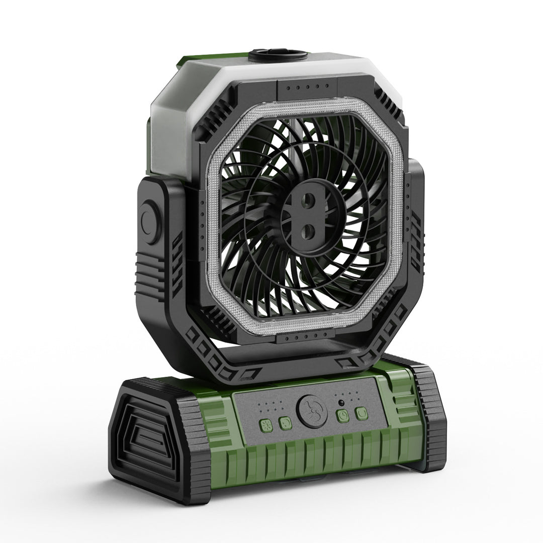Unisex rechargeable battery table fan with LED ring and adjustable tilt head Bowlift