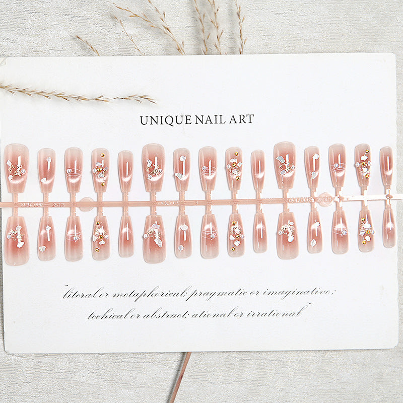 Artificial nail set with elegant glitter and flower decorations Bowlift