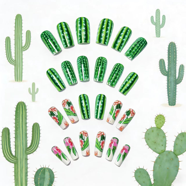 Decorative Floral Cactus Nail Art Bowlift