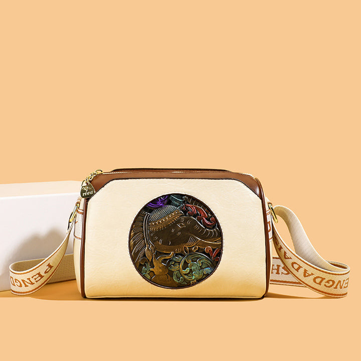 Vintage-Inspired Leather Crossbody Bag Bowlift