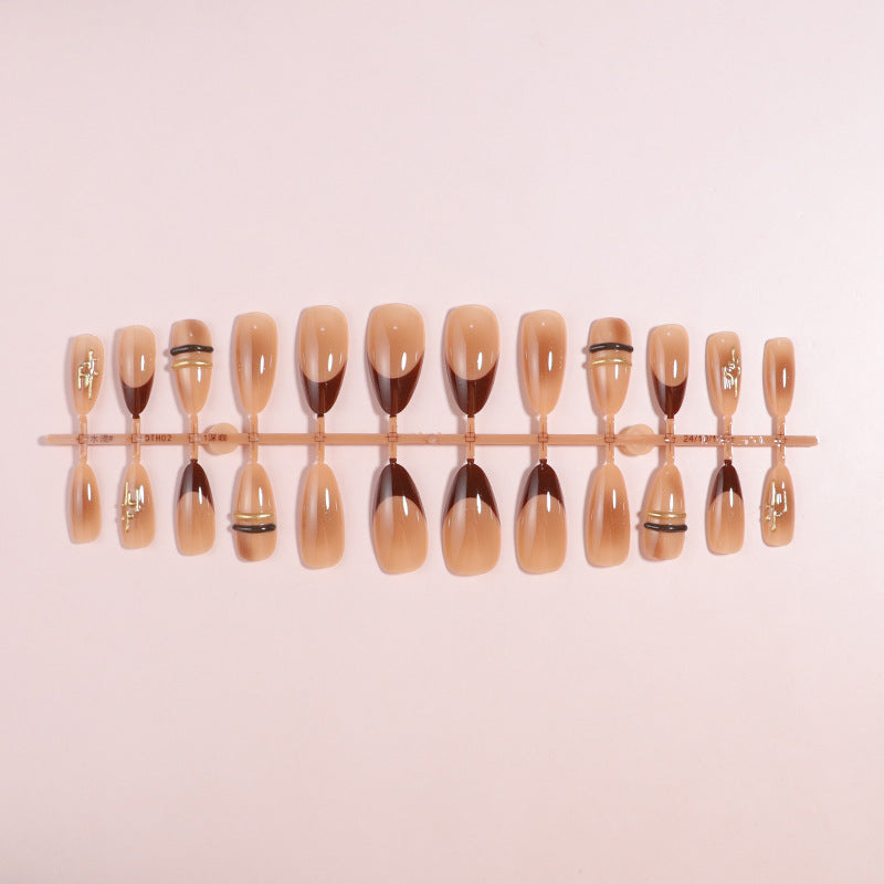 Elegant Ombre Press-On Nail Tips with Metallic Accents Bowlift