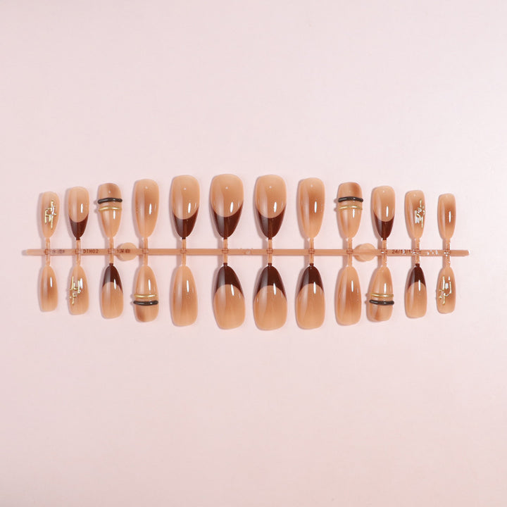Elegant Ombre Press-On Nail Tips with Metallic Accents Bowlift