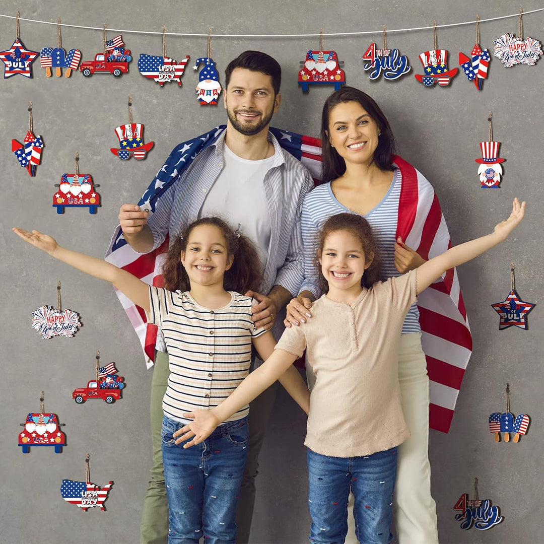 Unisex nan Set patriotic party decorations made of wood and stickers Bowlift
