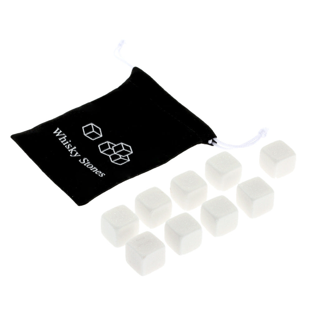 Reusable Whiskey Chilling Stone Cubes with Velvet Drawstring Pouch Bowlift