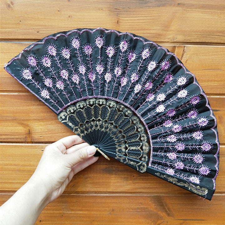 Ladies handcrafted fan with exquisite embroidery Bowlift