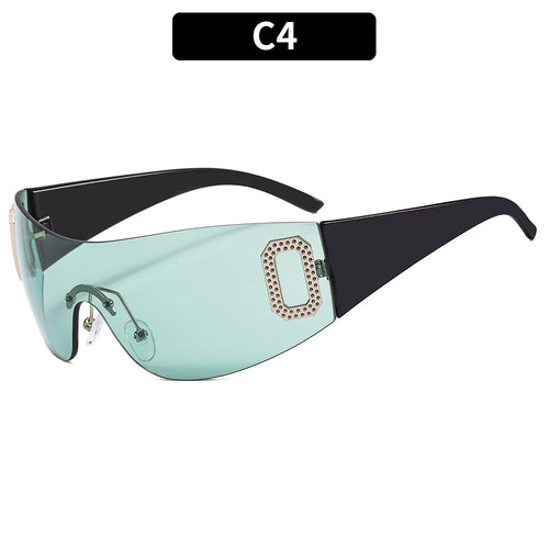 Oversized Shield Sunglasses with Decorative Accent