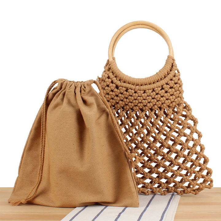 Elegant Braided Tote Bag with Round Handle Bowlift