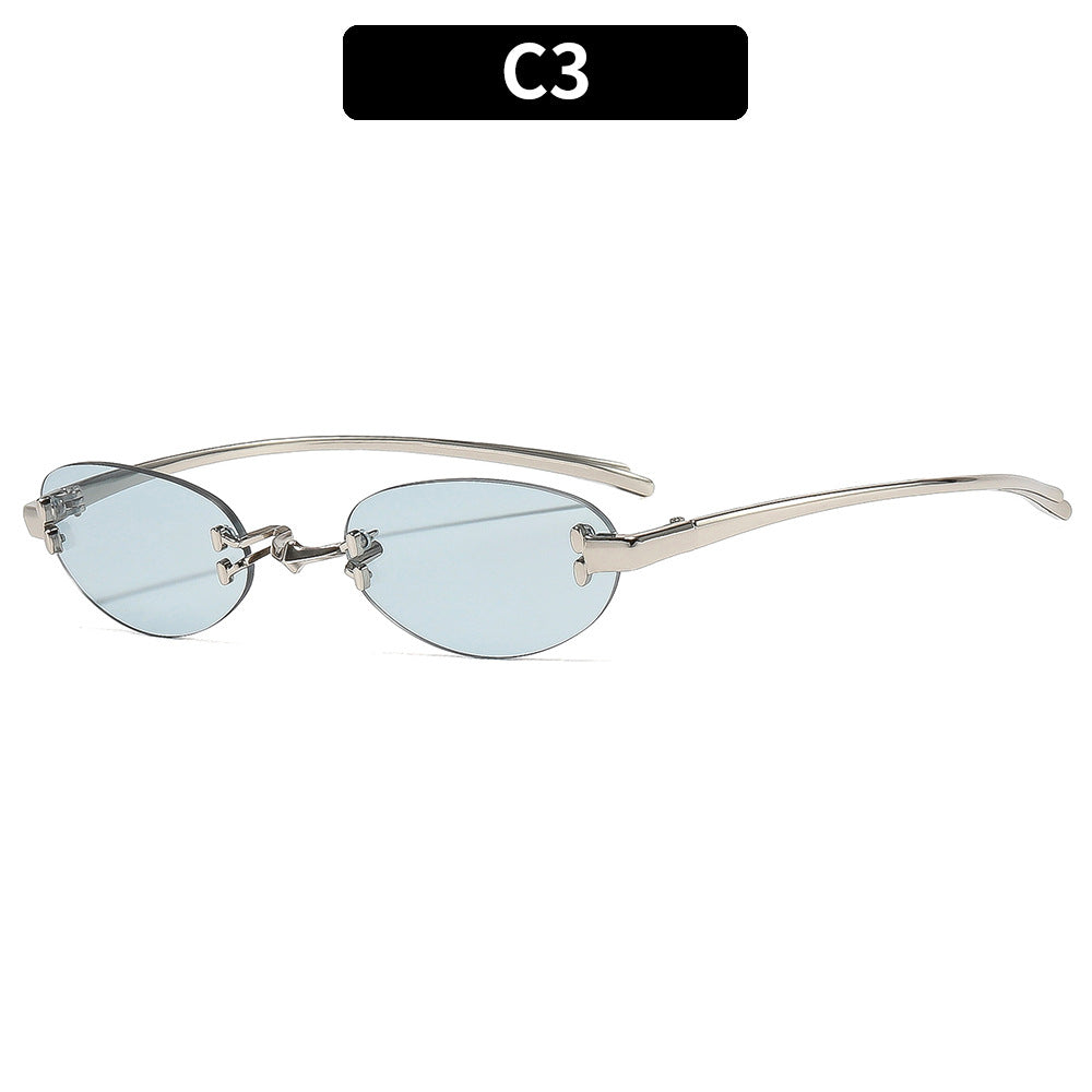 Minimalistic Oval Frame Sunglasses
