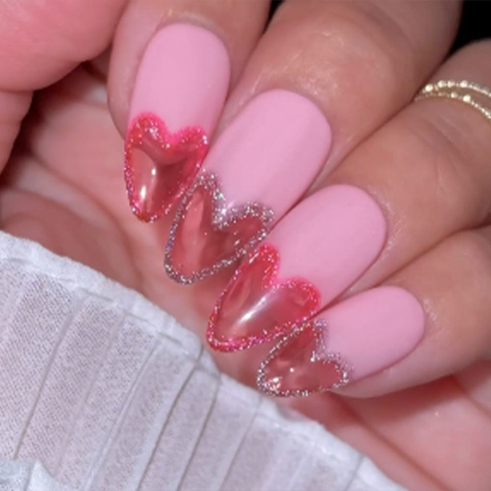 Artificial nails with Romantic Heart Design Bowlift