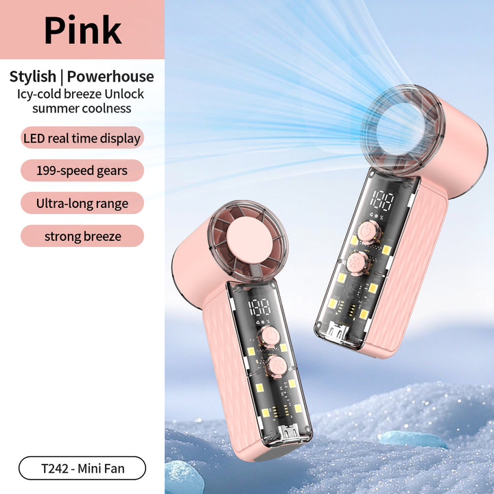 Women's nan compact rechargeable handheld cooling fan with LED real time display and multi-speed Bowlift