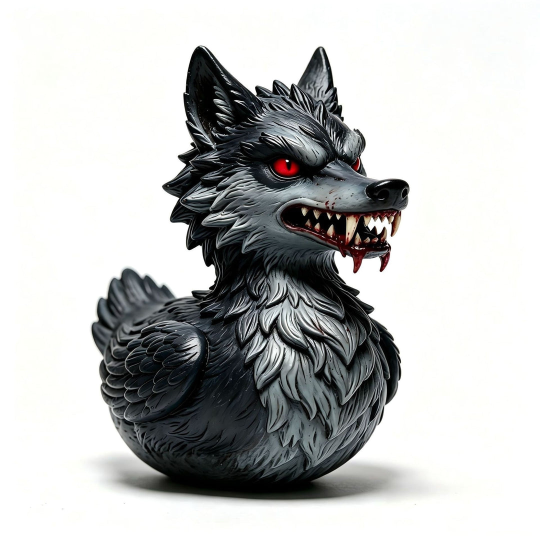 Creepy rubber duck with wolf design Bowlift