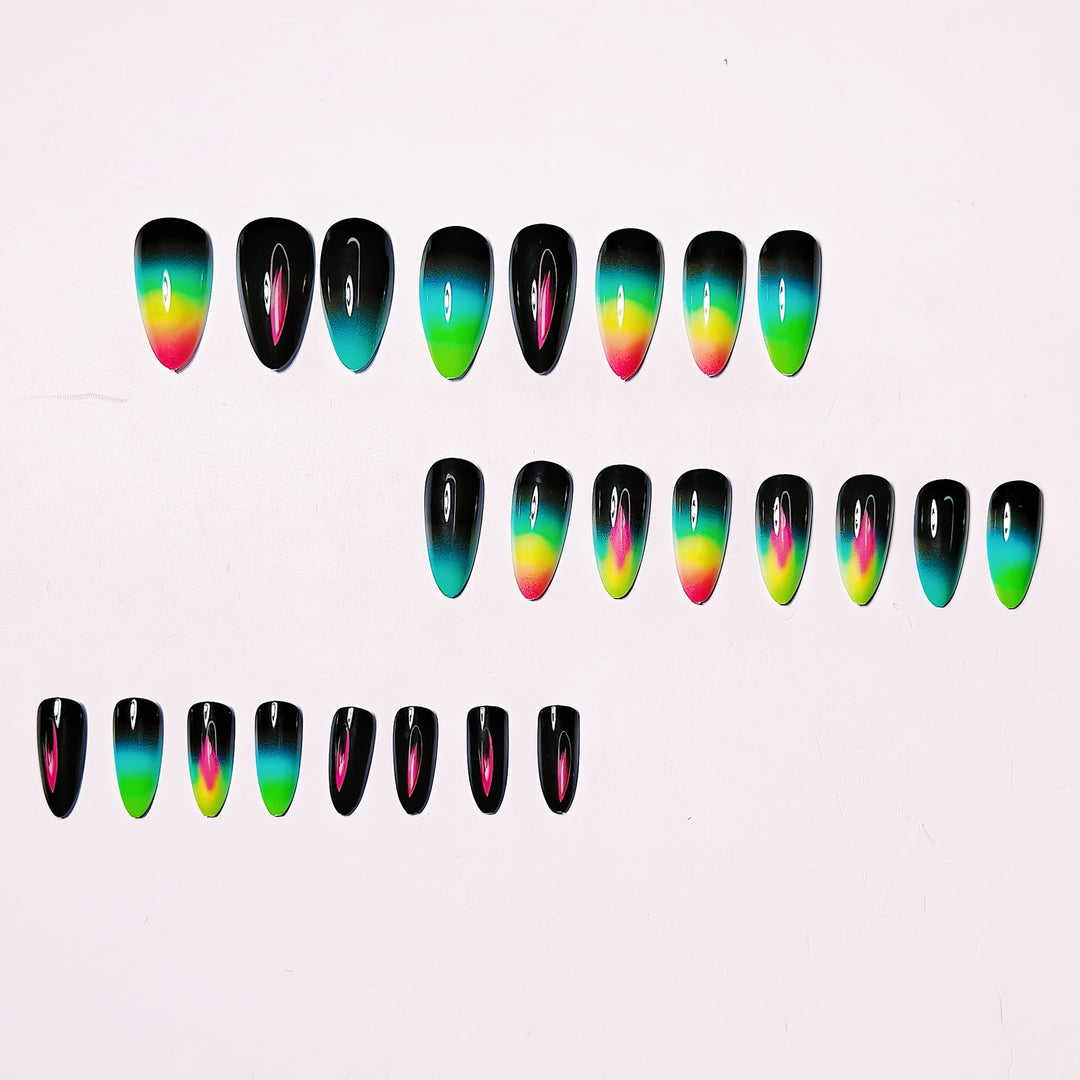 Creative press-on nails with shimmering gradient color Bowlift