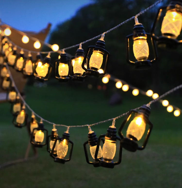 Warm White Star And Globe LED String Garland With Battery Pack And Weatherproof Bulbs Bowlift